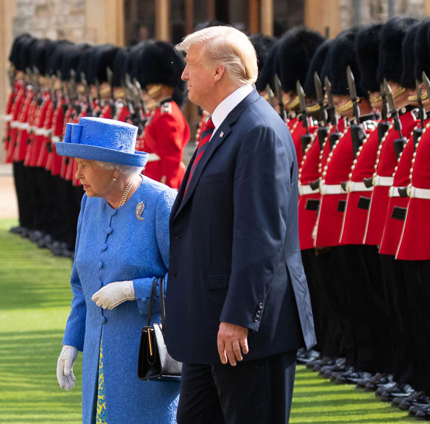 During the former US president’s visit in 2018, the Queen wore a brooch representing a humble flower, a gift from Trump’s rivals, the Obamas