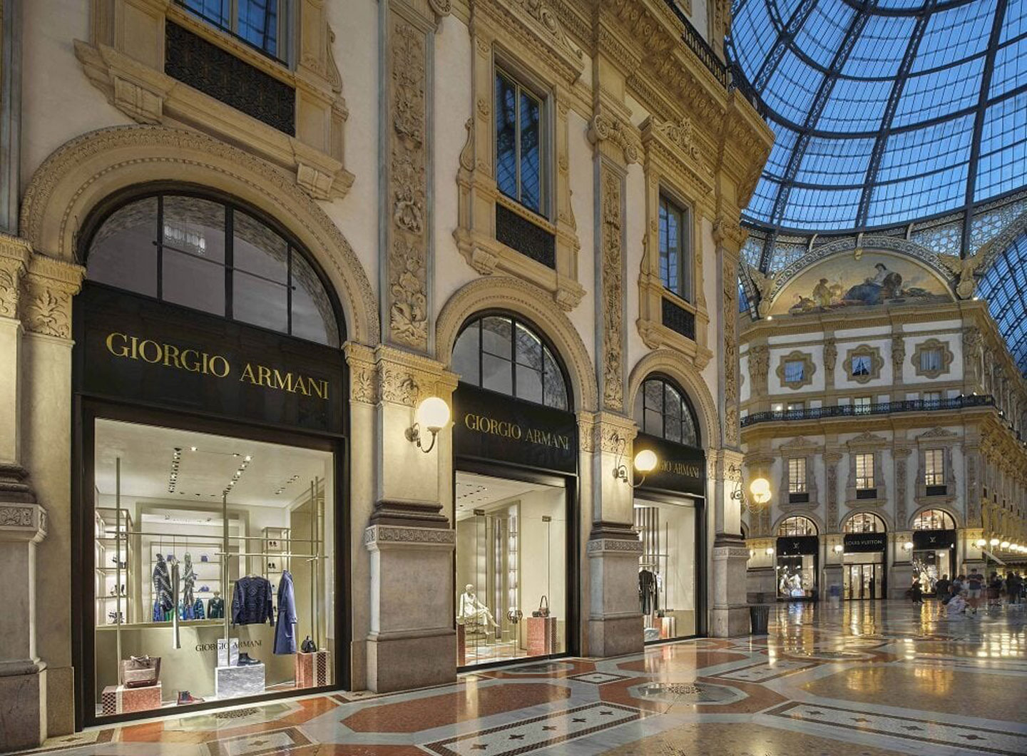 The expanded Giorgio Armani boutique in Galleria Vittorio Emanuele, Milan
