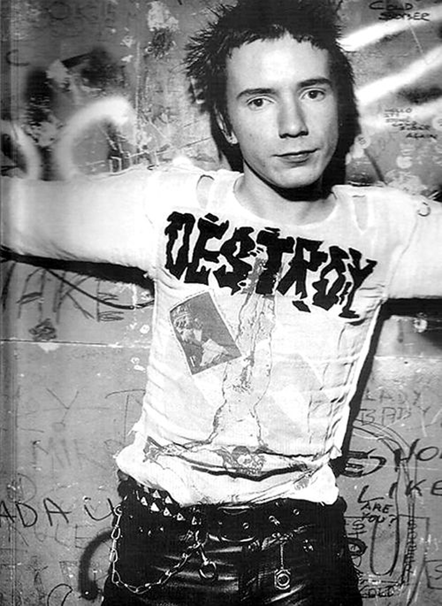 The famous Westwood's ripped T-shirt with the word Destroy on it, worn by Sex Pistols’ Johnny Rotten