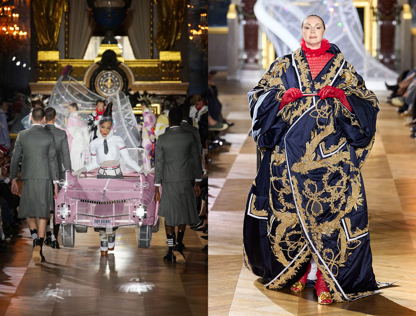 Gwendoline Christie opened the Thome Browne show in the Opéra Garnier
