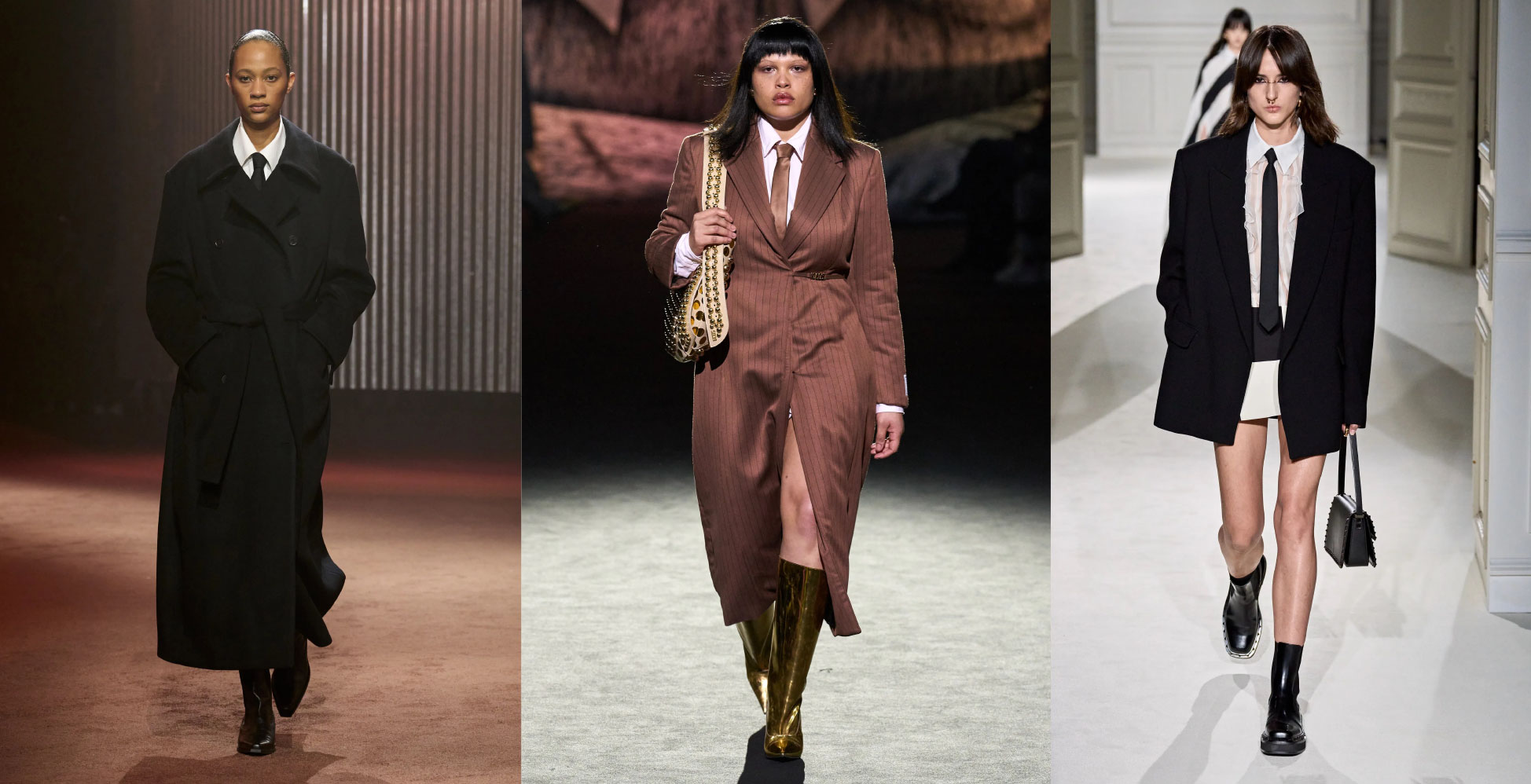 From left to right, new office uniforms from Cos, Gcds and Valentino