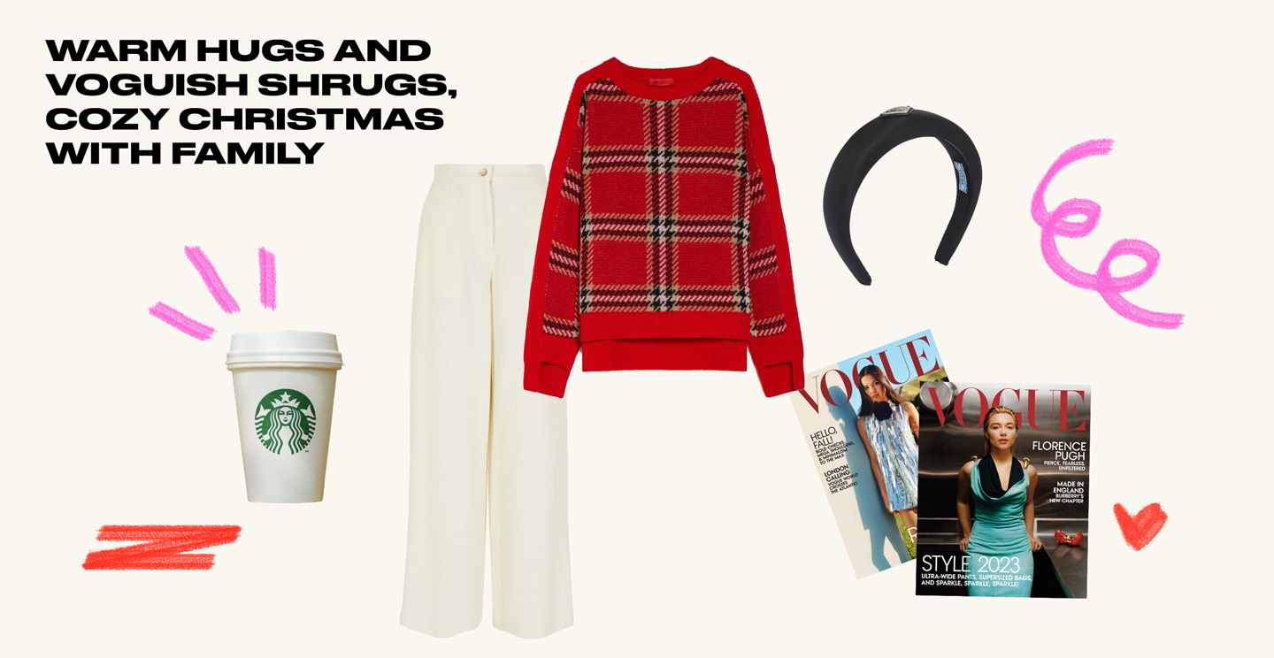 Tip 2: Warm Hugs and Voguish Shrugs, Cozy Christmas with Family. Collage courtesy of Constanza Coscia