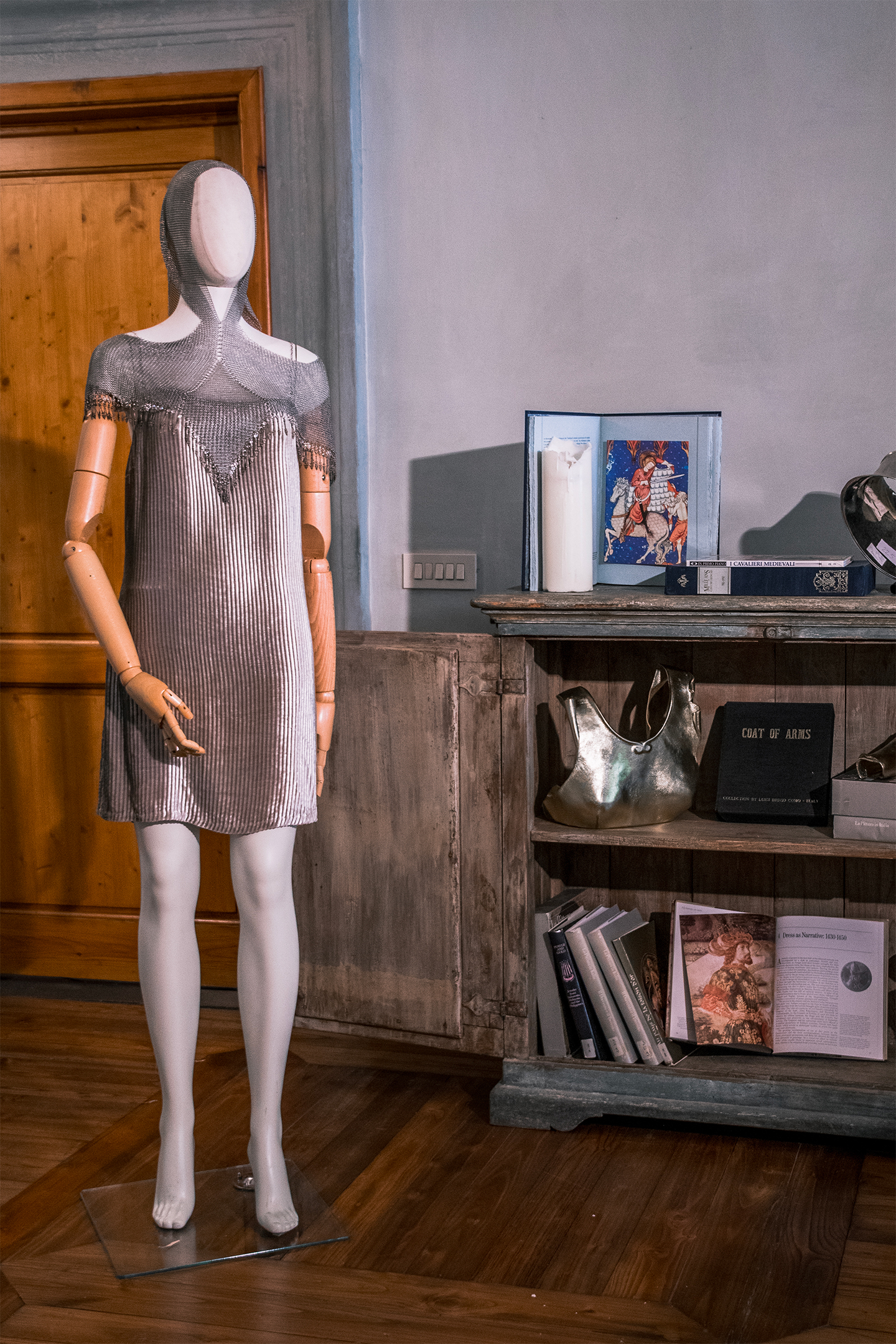 A medieval-inspired look by Gianfranco Ferré as shown in “The Alchemist of Fashion: Unveiling the Formula of Gianfranco Ferré” exhibition